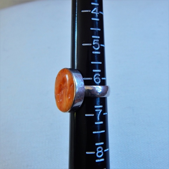 Coral Orange Sterling Silver Ring 6.5 - Picture 7 of 7